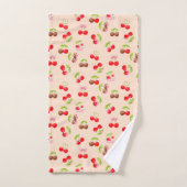 Cute Cherry and Bow Pattern Sweet Aesthetic  Bad Handdoek (Handdoek)
