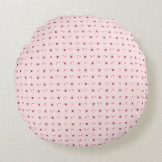 Cute Cherry Blossom Ribbon Design  Rond Kussen (Voorkant)