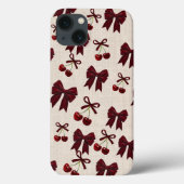 Cute Cherry & Bow Esthetische Hoes voor Telefoon � (Achterkant)