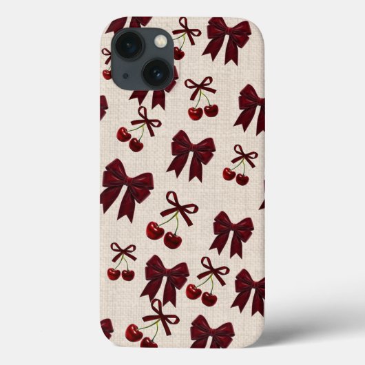 Cute Cherry & Bow Esthetische Hoes voor Telefoon � (Achterkant)