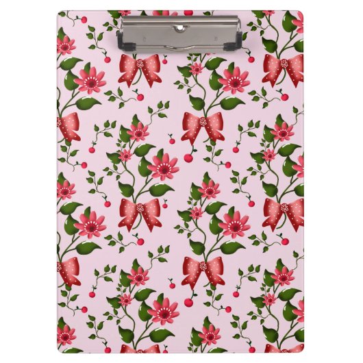 Cute Cherry Bow floral Pattern  Klembord (Voorkant)