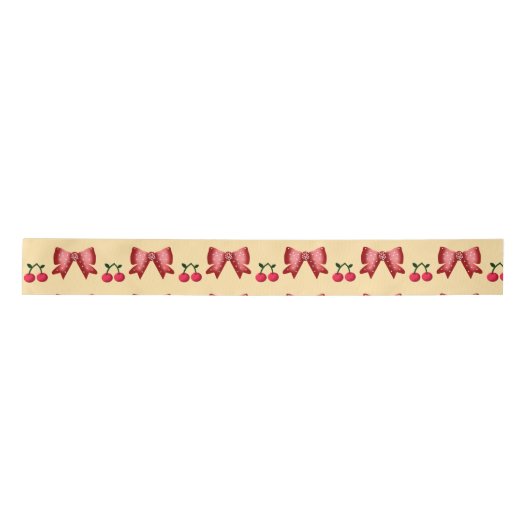 Cute Cherry Bow Seamless Pattern Pink Aesthetic Ka Satijnen Lint (Voorkant)