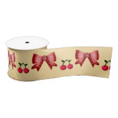 Cute Cherry Bow Seamless Pattern Pink Aesthetic Ka Satijnen Lint (Spoel)