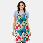 Cute Cherry Butterfly Pattern, Glossy Kawaii Fruit Schort (Gedragen)