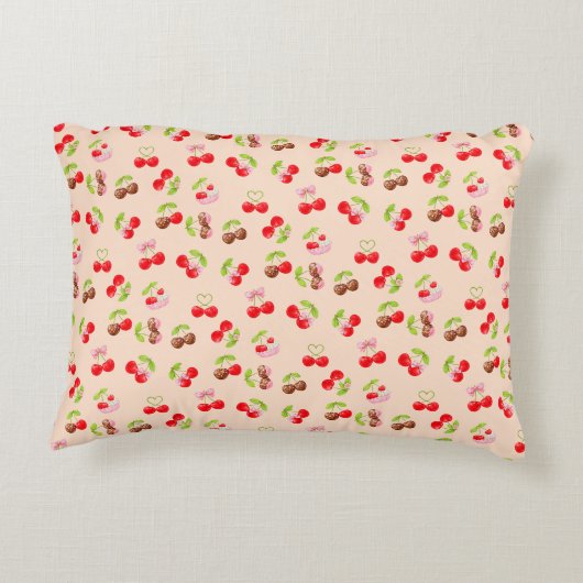 Cute Cherry Dessert Pattern Sweet Aesthetic Accent Kussen (Achterkant)