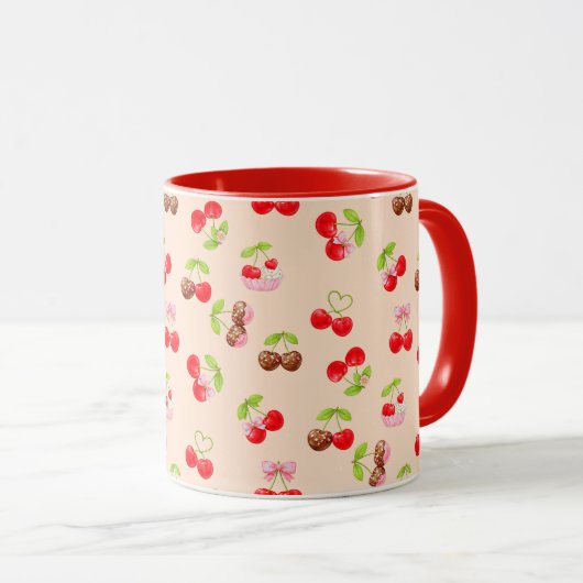 Cute Cherry Dessert Pattern Sweet Aesthetic Design Mok (Voorkant rechts)