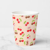 Cute Cherry Dessert Pattern Sweet Party Aesthetic Papieren Bekers (Achterkant)