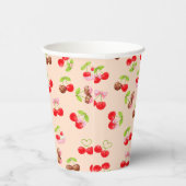 Cute Cherry Dessert Pattern Sweet Party Aesthetic Papieren Bekers (Rechts)
