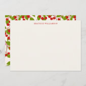Cute Cherry Fruit Watercolor Pattern Personalized Notitiekaartje (Voorkant / Achterkant)