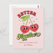 Cute Cherry Hearts Friends Better Together Briefkaart (Voorkant / Achterkant)