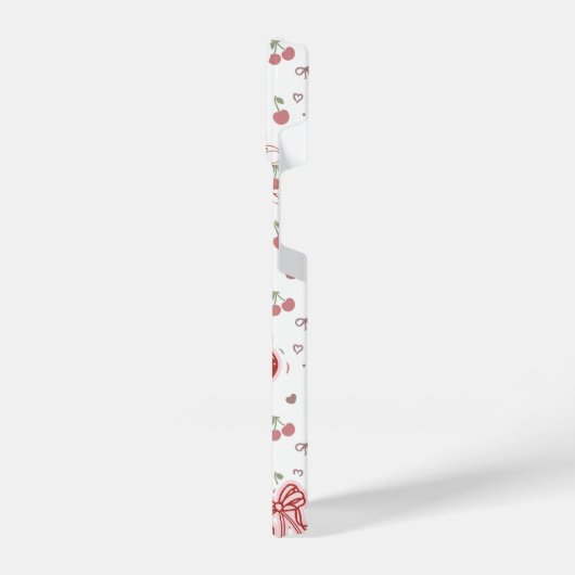 Cute Cherry iPhone 14 Case with Hearts & Bows iPhone Hoesje (Linkerkant)