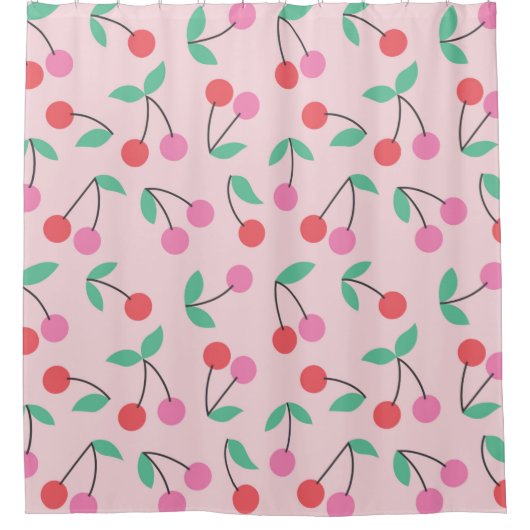 Cute cherry naadloos patroonontwerp. illus douchegordijn (Voorkant)