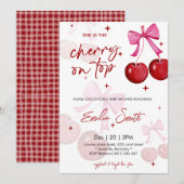 Cute Cherry on Top Baby shower Party Invitation Kaart (Voorkant / Achterkant)