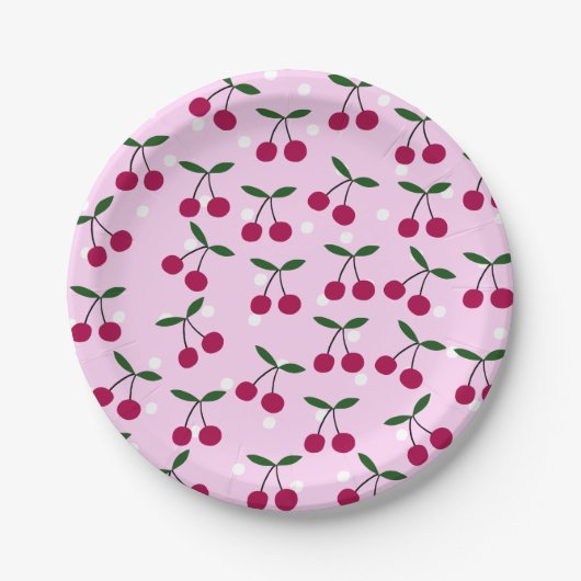 Cute Cherry Paper Plates Papieren Bordje (Voorkant)