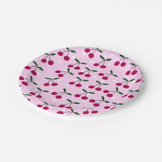 Cute Cherry Paper Plates Papieren Bordje (Gekanteld)