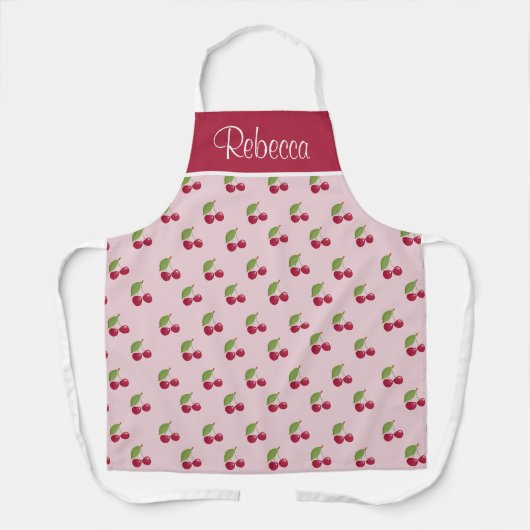 Cute Cherry Pattern Burgundy and Pink Personalised Schort (Voorkant)