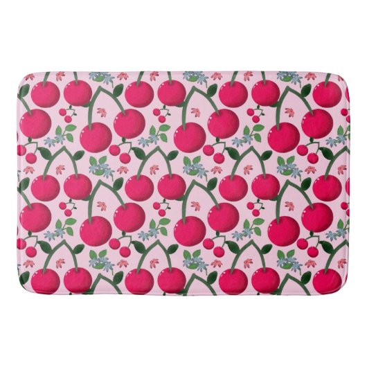 Cute Cherry  Pattern, Glossy Kawaii Fruit Badmat (Voorkant)