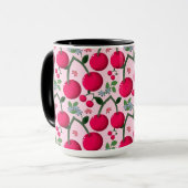 Cute Cherry  Pattern, Glossy Kawaii Fruit Mok (Voorkant links)