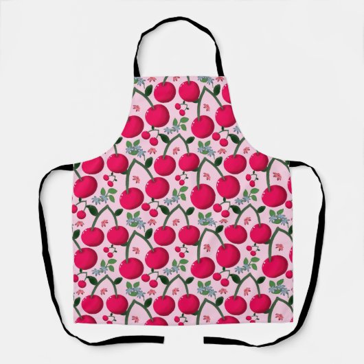 Cute Cherry  Pattern, Glossy Kawaii Fruit Schort (Voorkant)