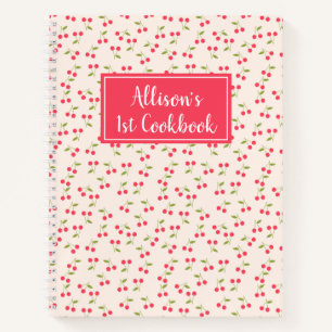 Cute Cherry Pattern Kitchen Poem 1st Cookbook Notitieboek