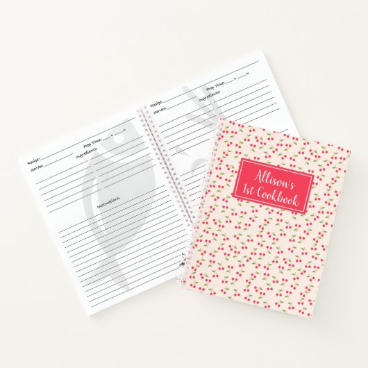 Cute Cherry Pattern Kitchen Poem 1st Cookbook Notitieboek (Binnen)