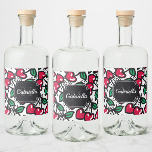 Cute Cherry Pattern Likeurfles Etiket