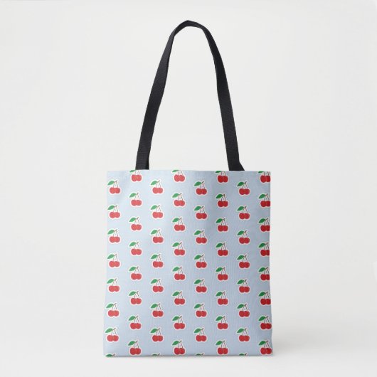 Cute Cherry Pattern op Light Blue Tote Bag (Voorkant)
