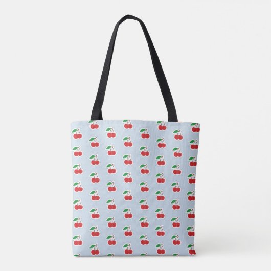 Cute Cherry Pattern op Light Blue Tote Bag (Achterkant)