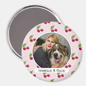 Cute Cherry Pattern Personalised Photo Magneet (Voorkant / Achterkant)