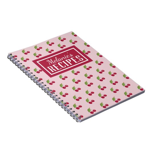 Cute Cherry Pattern Personalised Recipe Notitieboek (Rechterzijde)