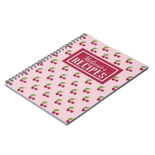 Cute Cherry Pattern Personalised Recipe Notitieboek (Linkerzijde)