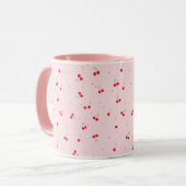 Cute Cherry Pattern | Pink Aesthetic Seamless  Mok (Voorkant links)