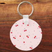 Cute Cherry Pattern | Pink Aesthetic Seamless Sleutelhanger (Achterkant)