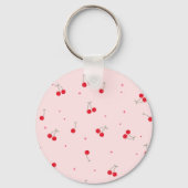 Cute Cherry Pattern | Pink Aesthetic Seamless  Sleutelhanger (Achterkant)