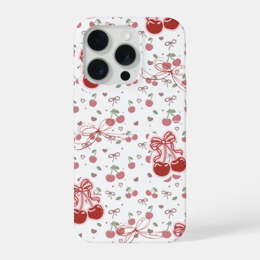 Cute Cherry Phone Case with Hearts & Bows iPhone Hoesje (Achterkant)