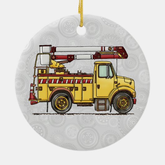 Cute Cherry Picker Truck Keramisch Ornament (Achterkant)