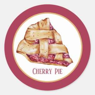 Cute cherry pie add text ronde sticker