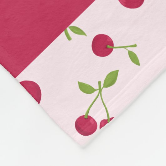 Cute Cherry Print Pattern Coquette Pink Custom Fleece Deken (Hoek)