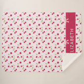 Cute Cherry Print Pattern Coquette Pink Custom Sherpa Deken (Voorkant (horizontaal))