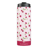 Cute Cherry Print Pattern Coquette Pink Custom Thermosbeker (Voorkant)