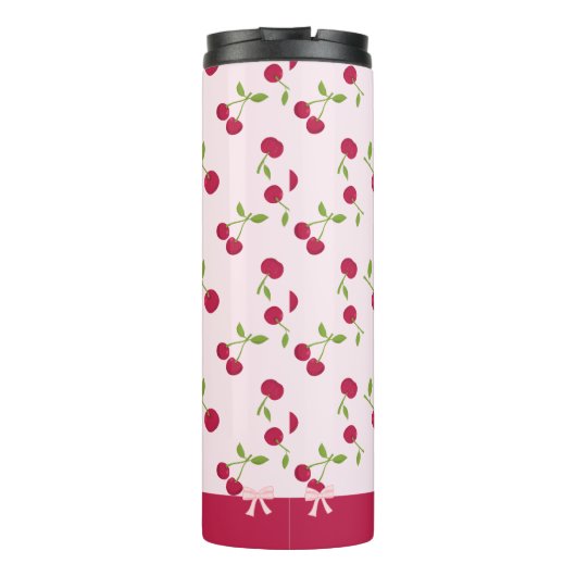 Cute Cherry Print Pattern Coquette Pink Custom Thermosbeker (Achterkant)
