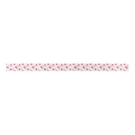 Cute Cherry Print Pattern Coquette Pink Fruit Satijnen Lint