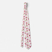 Cute Cherry Print Pattern Coquette Pink Monogram Stropdas (Achterkant)