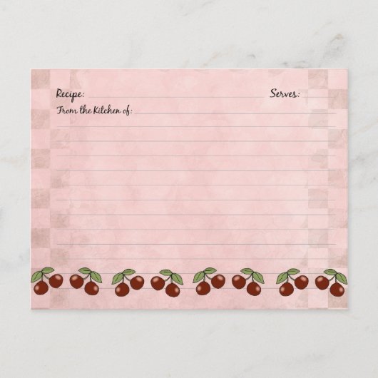 Cute Cherry Recipe Cards Briefkaart (Voorkant)