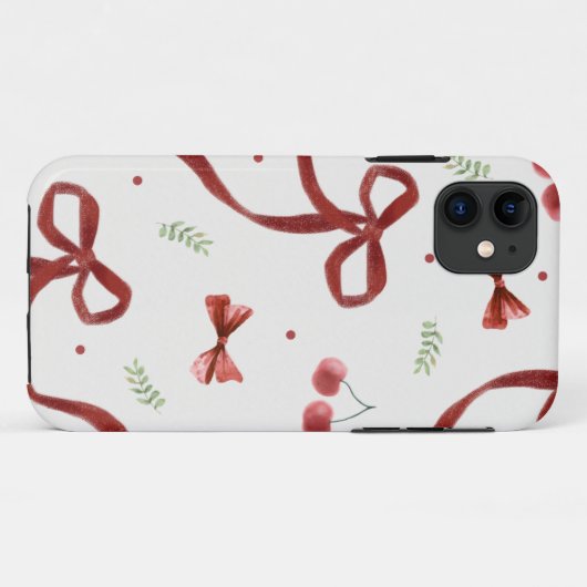 Cute Cherry & Red Ribbon Pattern Phone Case (Achterkant (horizontaal))
