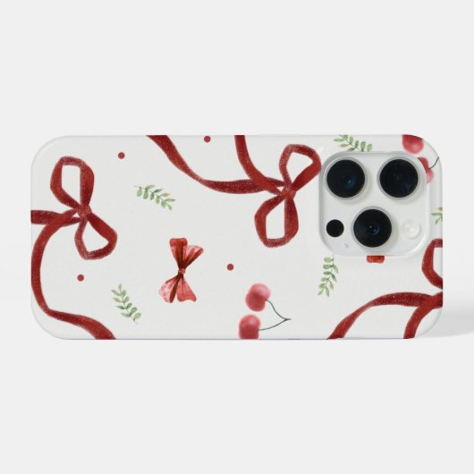 Cute Cherry & Red Ribbon Pattern Phone Case iPhone Hoesje (Achterkant horizontaal)