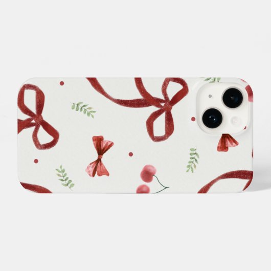 Cute Cherry & Red Ribbon Pattern Phone Case iPhone Hoesje (Achterkant horizontaal)