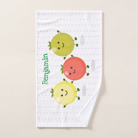 Cute cherry tomaten cartoon illustratie bad handdoek (Handdoek)