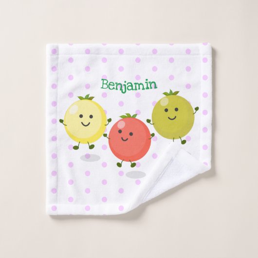 Cute cherry tomaten cartoon illustratie bad handdoek (Wasdoekje)