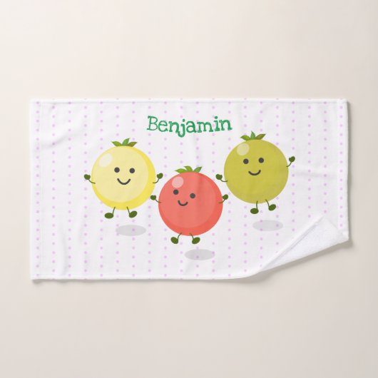 Cute cherry tomaten cartoon illustratie bad handdoek (Handdoek)